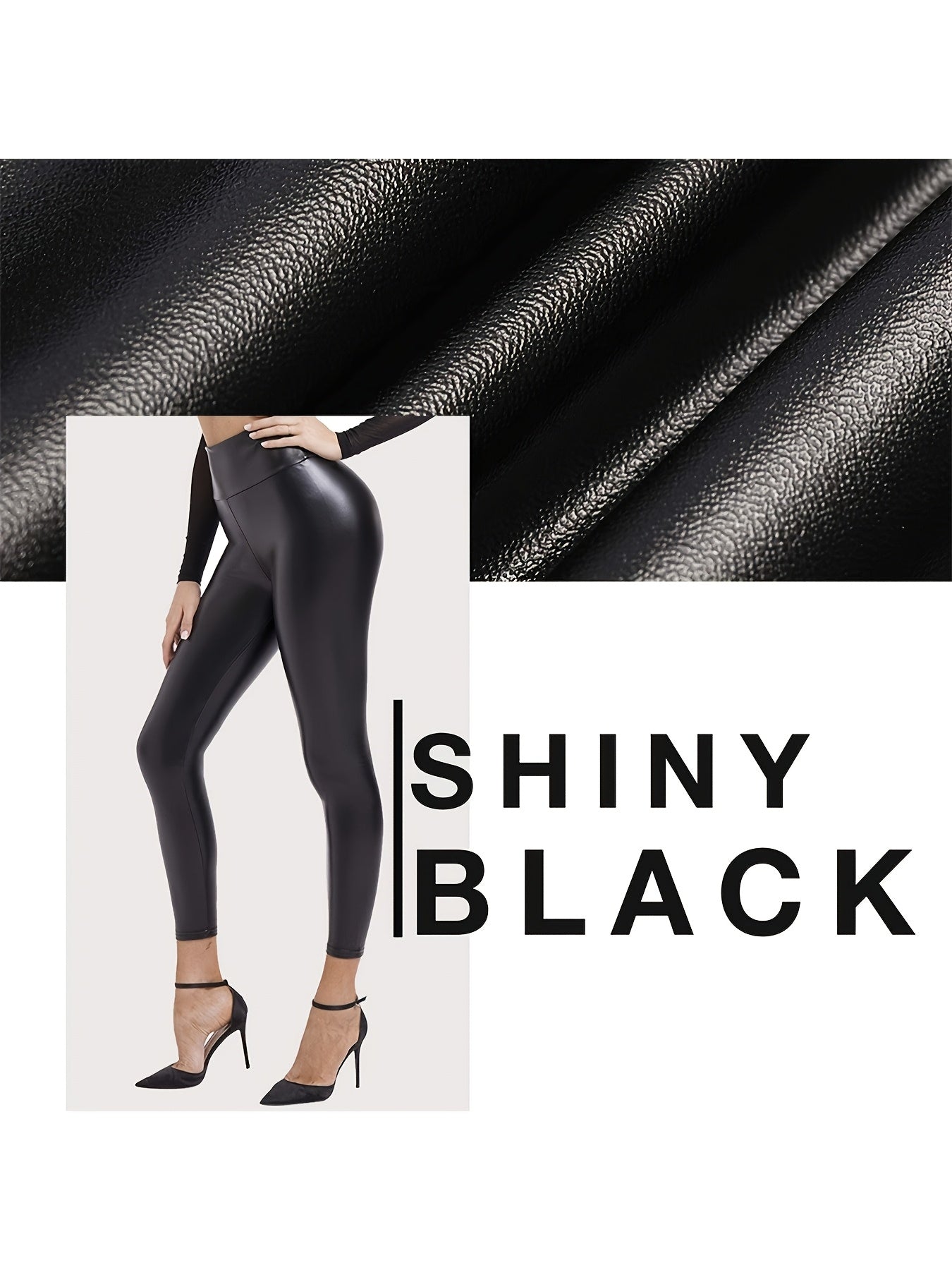 Women's High Waist Black Leggings - Stretchy, Slim Fit, Elastic Waistband, Long Length, Machine Washable, Perfect for Evening Outfits & Date Nights, High Waisted Leggings