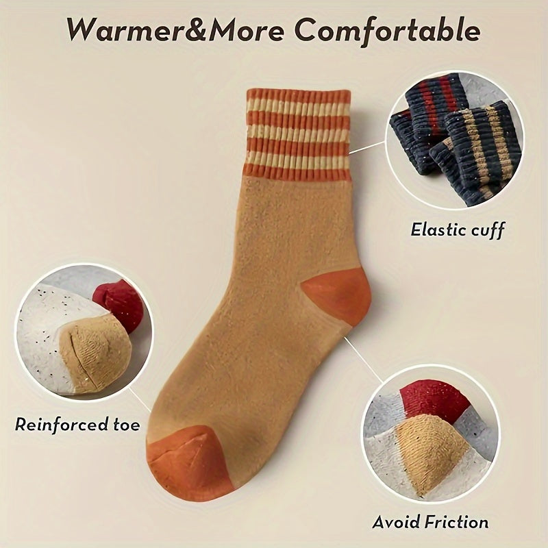 10 Colors And 10 Pairs Autumn And Winter Looped Socks for Women with Thick Fleece And Mid Tube Socks, Warm Towel Socks, Black Long Socks, Trendy Socks for Women, And Women'S Socks Ladies Socks
