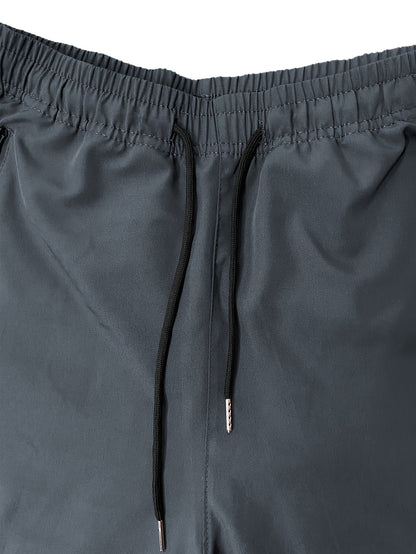 1pc Men'S Lightweight Casual Cargo Pants With Drawstring Waist, Zippered Pockets & Print Logo - Breathable For Outdoor Running, Training, Hiking & Everyday Use - Spring/Summer Collection, Workout Pants, Running Apparel, Functional Pockets