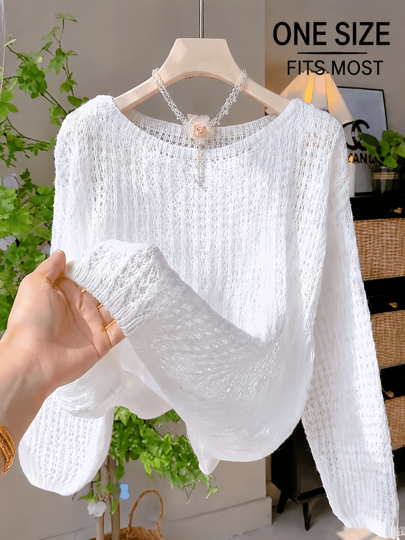 2026 Women'S Hollow Out Sweater Cardigan Long Sleeve Open Front Crochet Cover Up Lightweight Casual Layering Outerwear Soft Top For Spring Fall Winter Resort Wear
