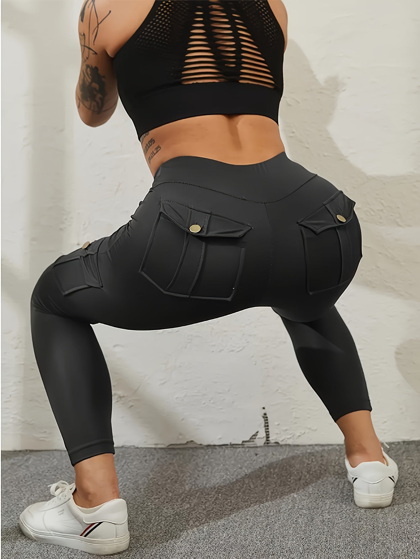 PRO-FiT High-Waisted 7/8 Length Yoga Pants with Pockets - Tummy Control & Hip Lift, 4-Way Stretch Non-See-Through Workout Leggings, Gym, Training, or Casual Wear (Solid Color Tight Athletic Pants)