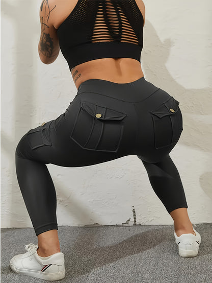 PRO-FiT High-Waisted 7/8 Length Yoga Pants with Pockets - Tummy Control & Hip Lift, 4-Way Stretch Non-See-Through Workout Leggings, Gym, Training, or Casual Wear (Solid Color Tight Athletic Pants)