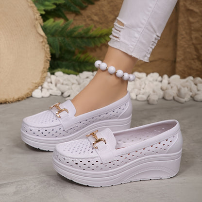 Women'S Casual Slip-On Wedge Heels - Light And Stylish, Suitable for All-Day Wear Hollow-Out Wedge: Versatile Shoes for Work And Weekends Sports Casual Fashion, Women Shoes