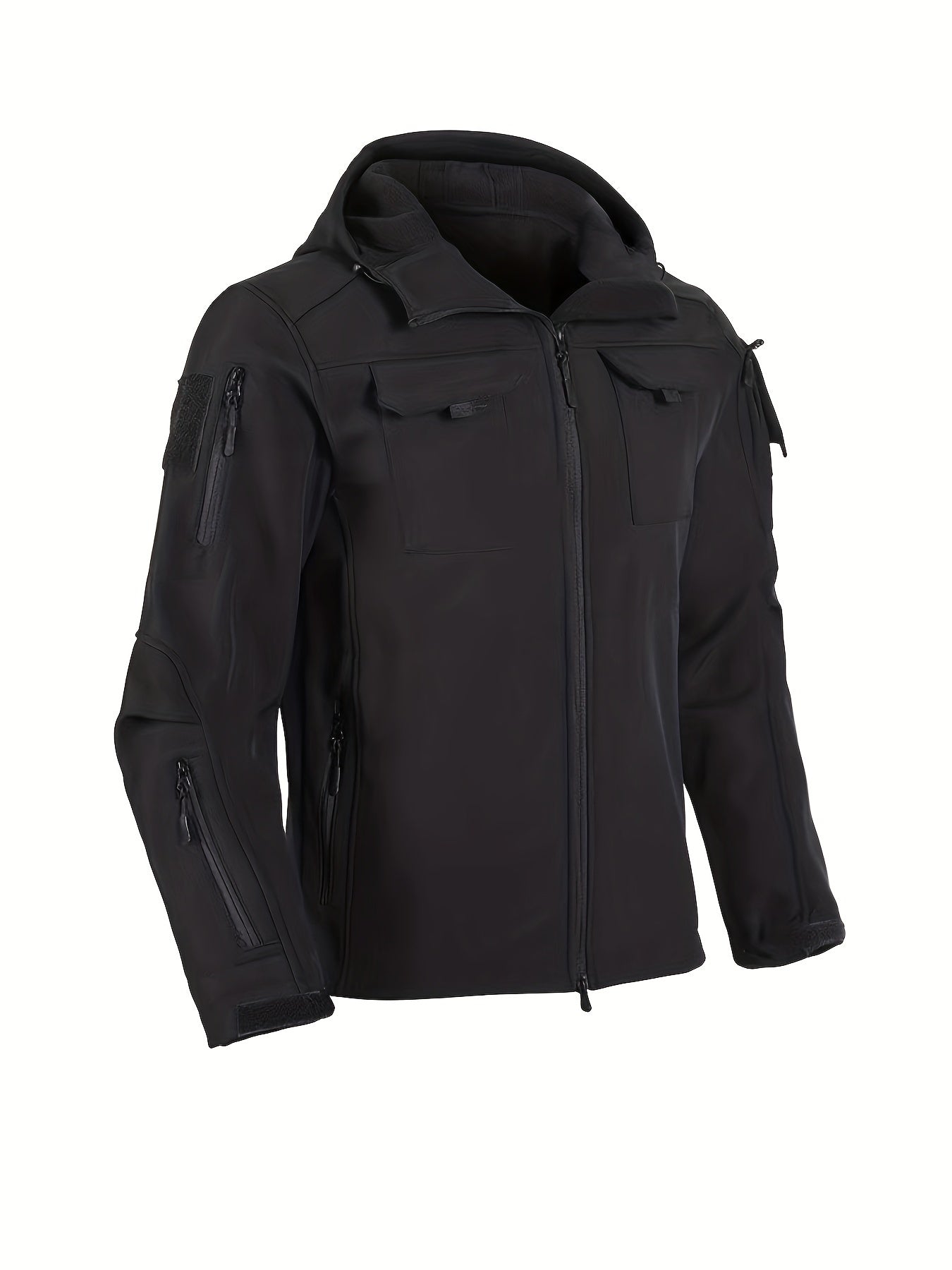 Men's Tactical Jacket Outdoor Zippered Shell Jacket, Windproof, Scratch Resistant, Warm Hooded Jacket, Suitable for Outdoor Activities, Ripstop Technology, Multiple Utility Pockets - Non-Stretch Outdoor Gear for Camping, Survival, Tactical Training.