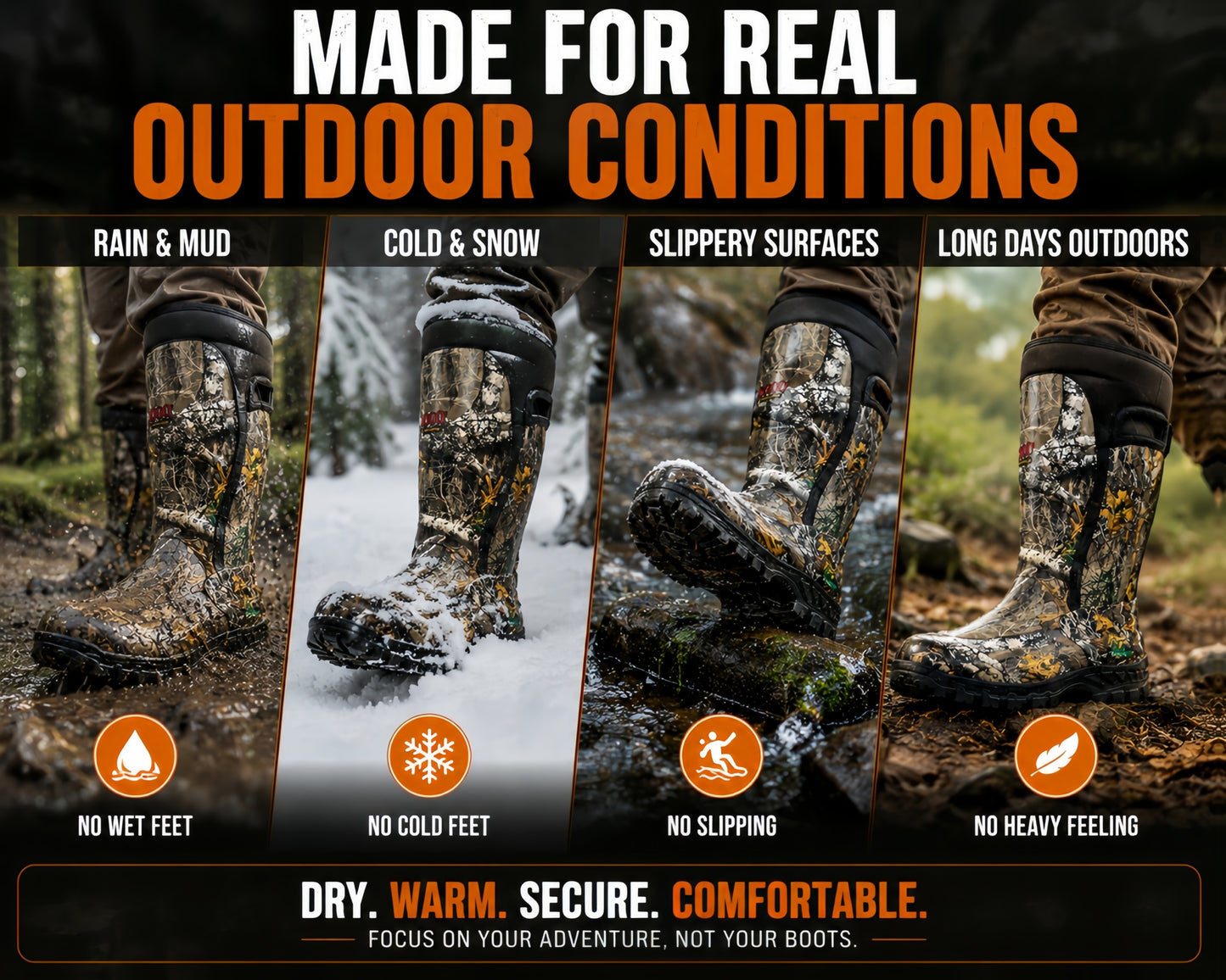 Sneakers, New Upgraded High-quality High Quality Insulated Camouflage Hunting And Fishing Boots, 6mm Neoprene Hunting And Fishing Boots. Durable And Warm Comfortable Outdoor Boots, Suitable for Hunting, Fishing, Hiking, And Outdoor Adventures.