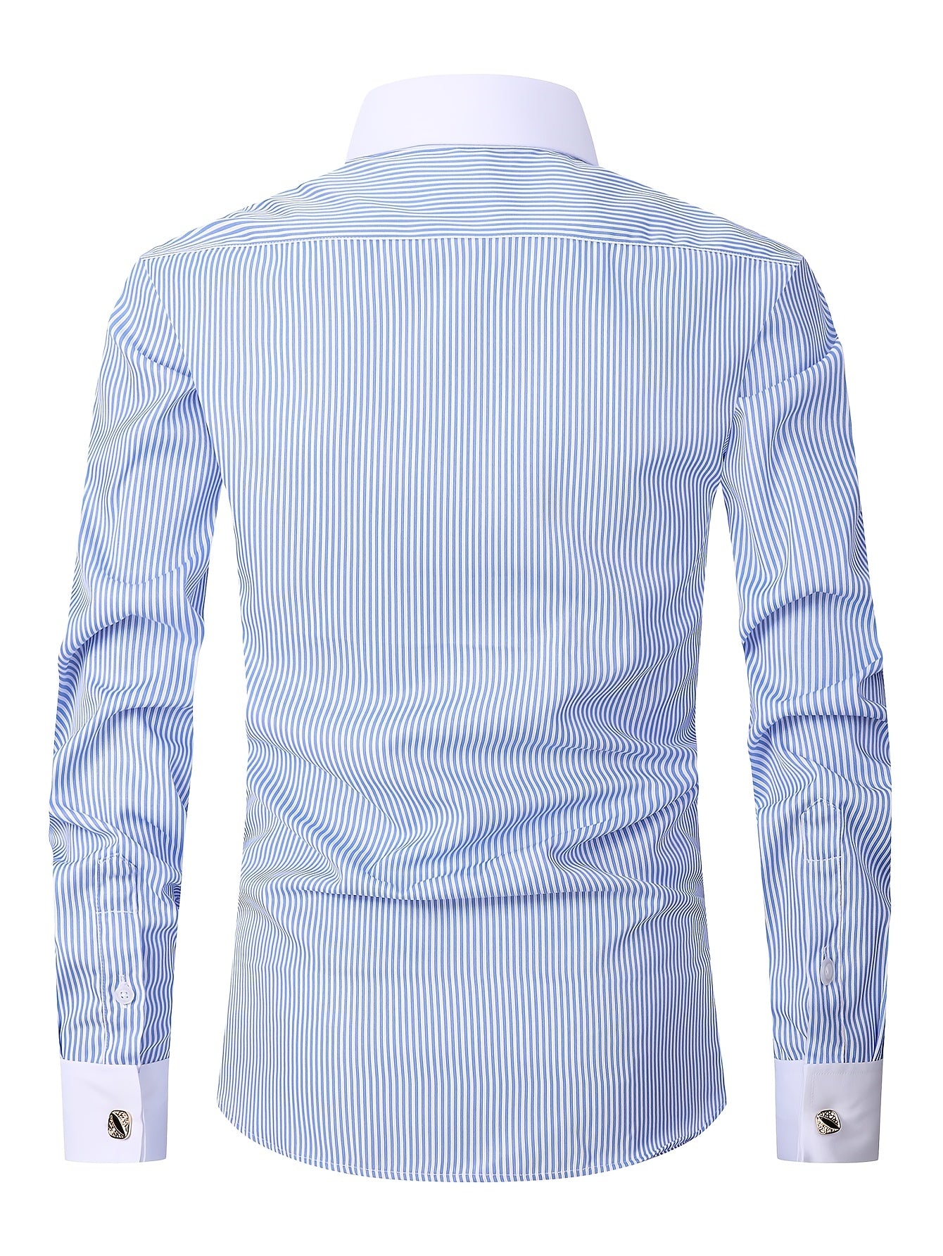 Men'S Striped Dress Shirt Long Sleeve - Premium Formal Shirt for Business, Weddings & Events, Lapel Collar, Single-Breasted, Wrinkle Resistant, Comfort Fit, Classic Office And Party Attire