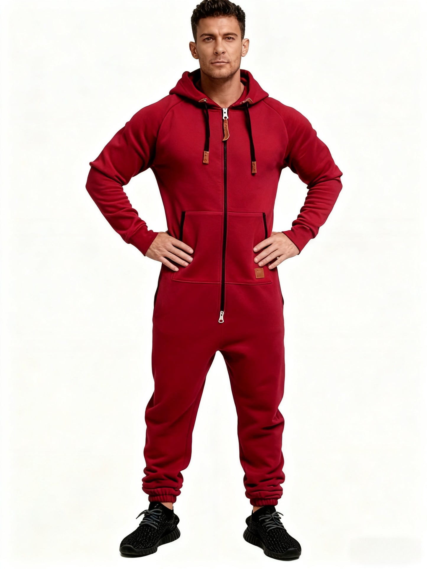 Autumn And Winter New Men's Hooded Jumpsuit, Pure Color Matching Fashionable Casual Jumpsuit, Coveralls, Essential for Home And Out, Is A Good Gift for People, Enjoy Discounts