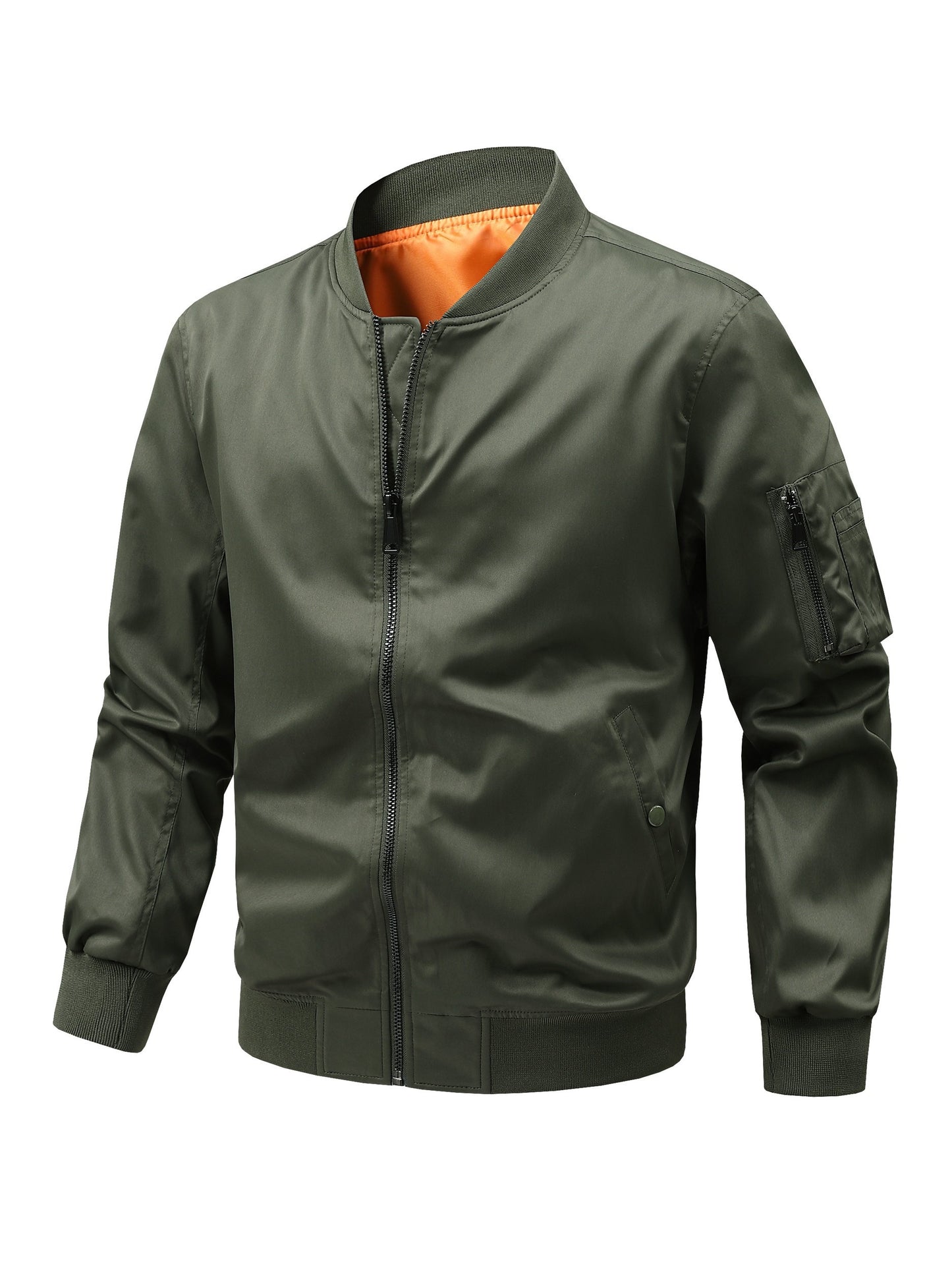 Men's Plus Size Windbreaker Jacket with Zip Closure And Baseball Collar, Casual Street Style, PLUS SIZE