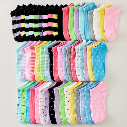 10 Pairs/ 20 Pairs Random Of Candy-colored Socks, Casual And Breathable Low-cut Random Socks, Women's Stockings And Stockings, Long Stockings And Pantyhose, Comfortable, Soft And Breathable.