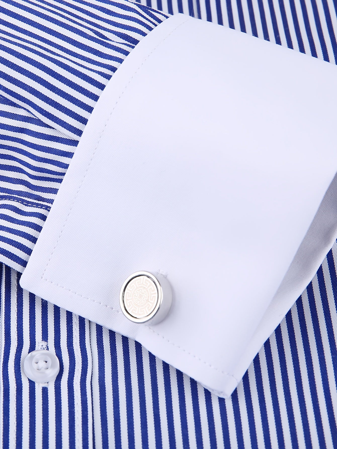 2026 French Cuff Dress Shirt 1pc For Men With FREE Random Cufflinks Set - Luxury Formal Wedding Shirt, Business Office Elegant Attire
