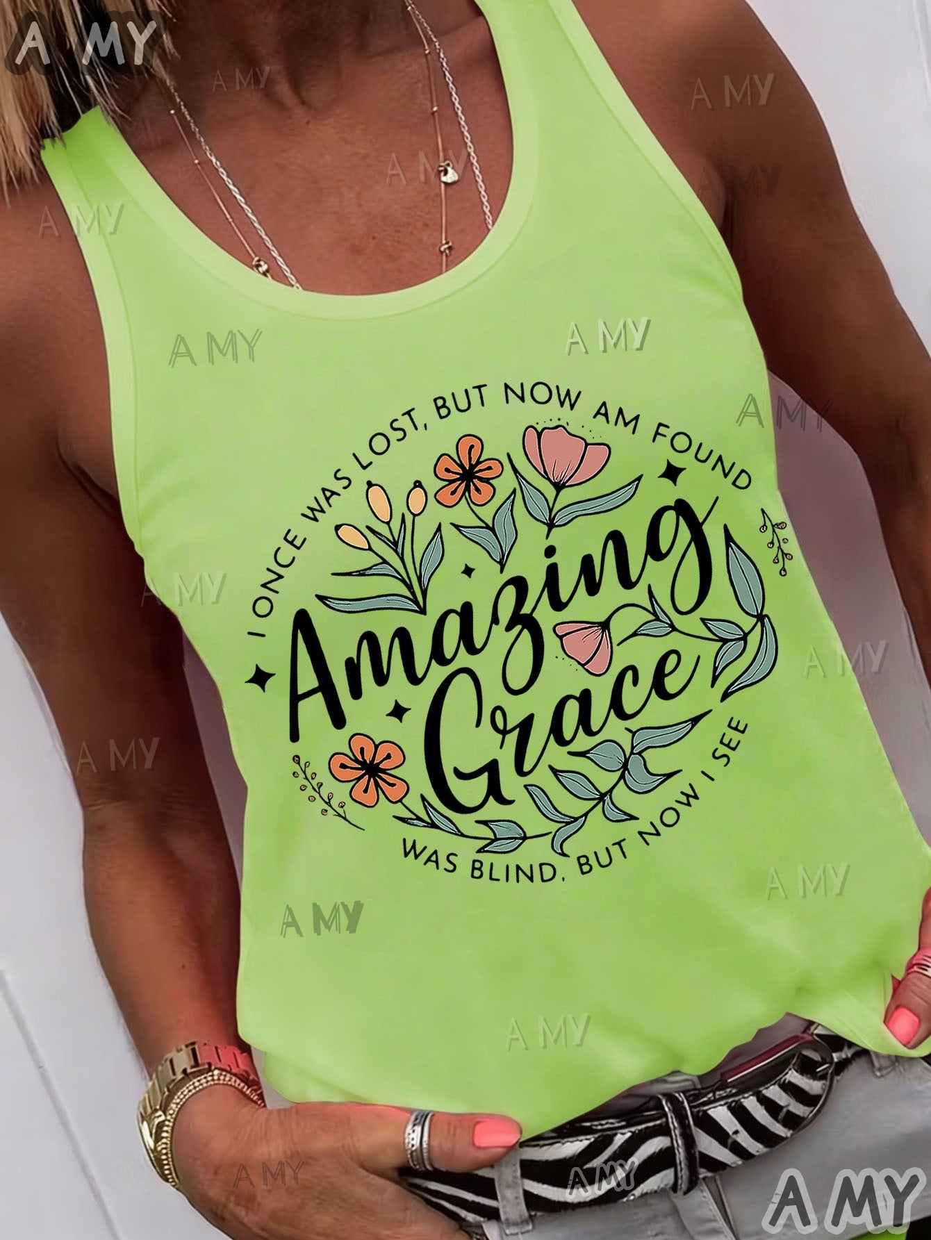 Casual Versatile Plus Size Round Neck Vest, Grace Print Round Neck Vest, Stylish Design Pattern, Holiday Dress Up Summer Women'S Essential Item, Women'S Fashion Summer T-Shirt