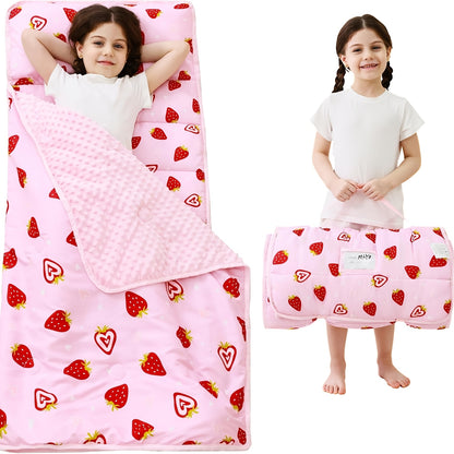 Large Rolled Sleeping Mats for Toddlers, Complete with a Pillow And Blanket, Ideal for Daycare, Preschool, And Camping Trips for Both Boys And Girls