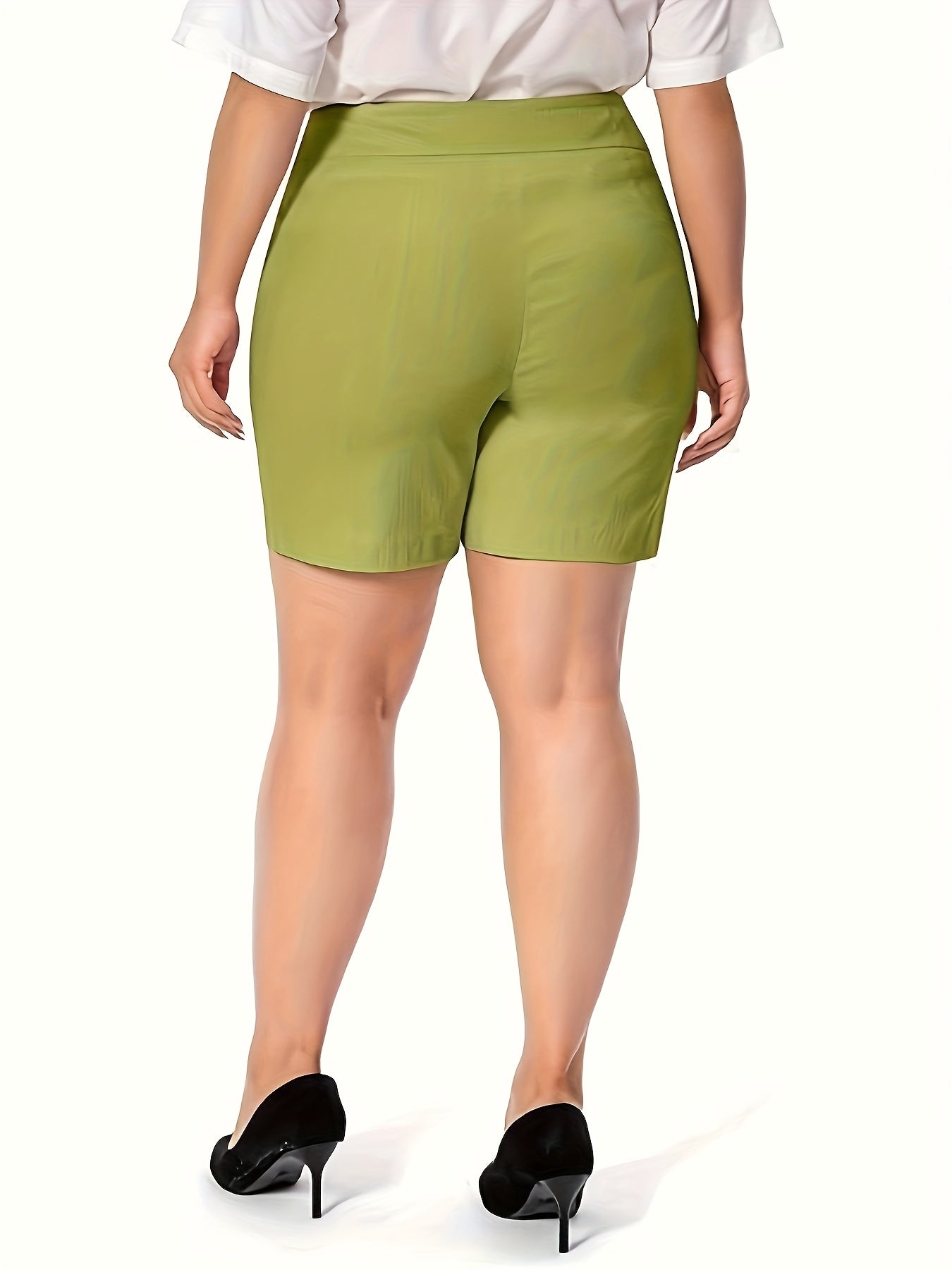 High-Waisted Stretchy Office And Casual Summer Shorts for Women Featuring Front Pockets