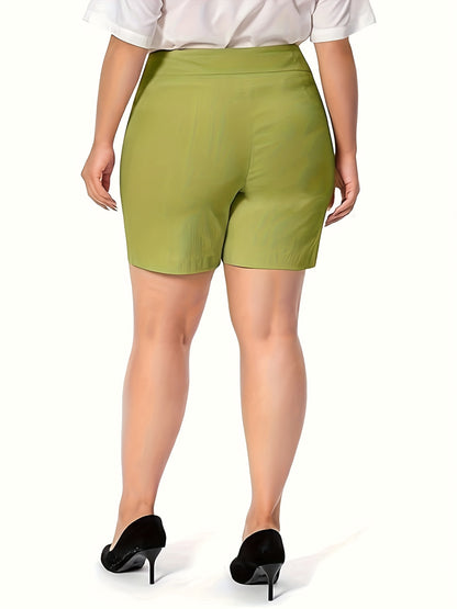 High-Waisted Stretchy Office And Casual Summer Shorts for Women Featuring Front Pockets