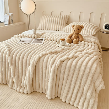 Faux Rabbit Fur Bed Blanket - Creamy Soft Oversized Style