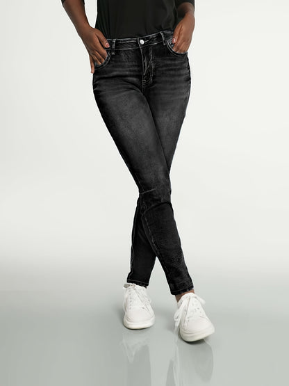 Women's Bright Steel Blue Denim High-Waist Slim-Fit Jeans - product view 24