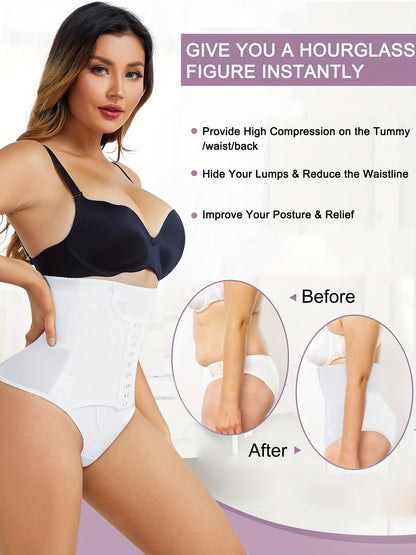 Tummy Control Shapewear With Compression Clasps For Women - High Waisted Tummy Tuck Shaper, Butt Lifting Bodysuit & Fajas Moldeadoras For Elegant Lady