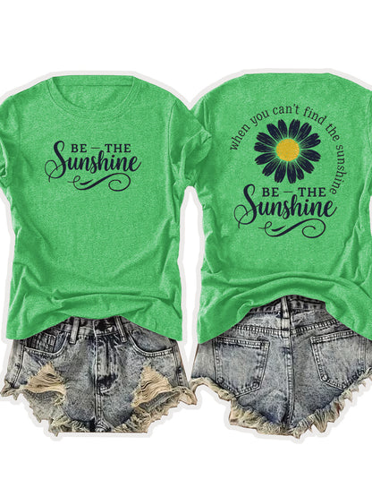 Women'S Casual Sports T-Shirt | Lightweight & Breathable European Summer Round-Neck Tee With Uplifting 'Be The Sunshine' Print - Ideal For Spring/Summer And Perfect For Various Occasions