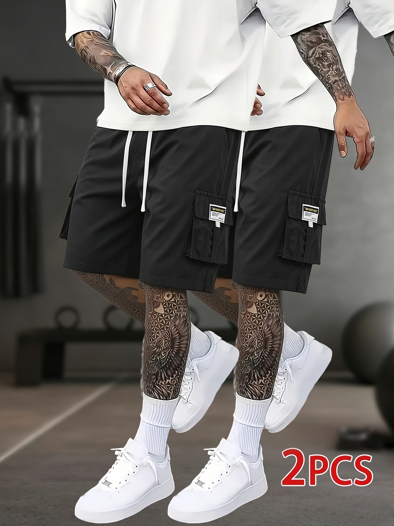 2pcs Men's Cargo Shorts, Multi-Pocket Loose Fit Utility Shorts, Durable Outdoor Hiking Tactical Shorts, Summer Casual Relaxed Fit Work Shorts with Flap Pockets