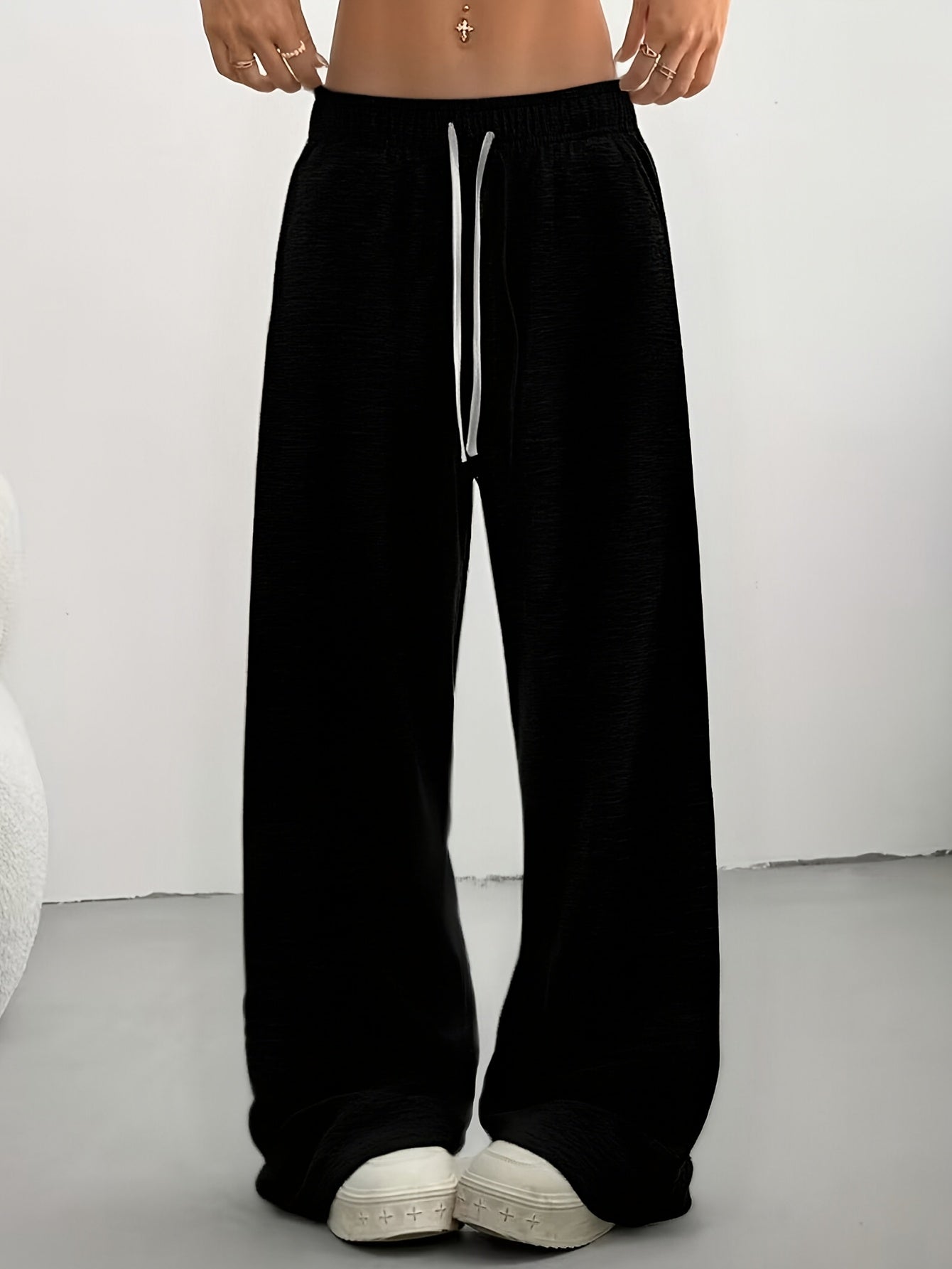 3pcs Spring And Summer Trendy Versatile Long Pants [Soft Joggers] Sizes Run Large, It Is Recommended to Choose One Size Smaller. Women'S Soft Joggers - Loose Fit, Elastic Waistband with Drawstring, Double Side Pockets - Machine Washable