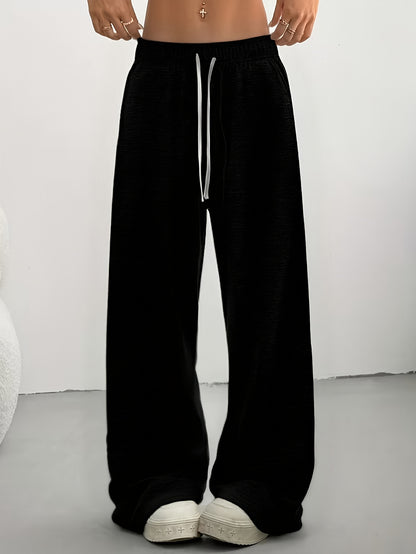 3pcs Spring And Summer Trendy Versatile Long Pants [Soft Joggers] Sizes Run Large, It Is Recommended to Choose One Size Smaller. Women'S Soft Joggers - Loose Fit, Elastic Waistband with Drawstring, Double Side Pockets - Machine Washable