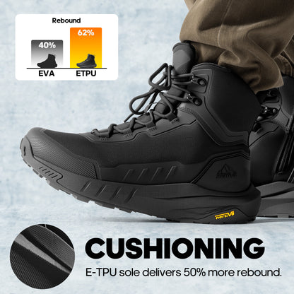 NORTIV 8 Men's Tactical Hiking Boot Lightweight Boots for Work All Day Side Zipper Motorcycle Combat Boot Arch Support 8 Inches