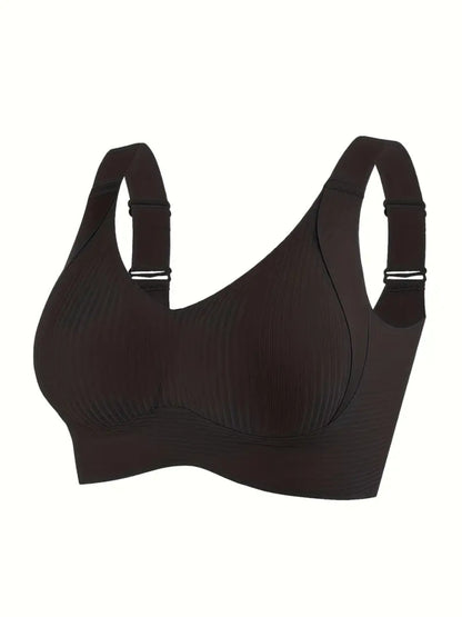 5pcs Ribbed Wireless Bra - High Elastic, Breathable & Strong Support | Comfortable No-Squeeze for Daily Wear, Yoga & Gym Workouts