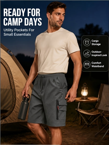 3pcs Loose Casual Cargo Shorts, Lightweight Breathable Quick Dry Fabric, Elastic Drawstring Waist with Multi Functional Pockets; Versatile Knee Length Shorts for Gym Training, Golf, Camping, Hiking And Daily Commute, Perfect for Outdoor, for Teenager