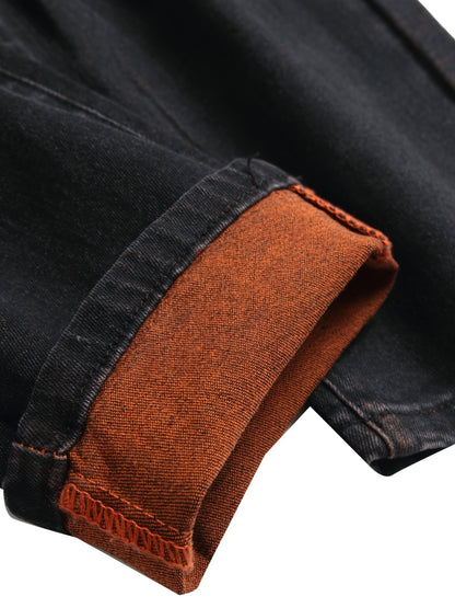 Two-pack Men's Ripped Stretch Slim-fit Ripped Jeans. They Are Suitable for All Seasons, Night Outings, Business Negotiations, Festive Parties, And Outdoor Activities. The Combination Of Orange And Light Green Is More Free And Happy.