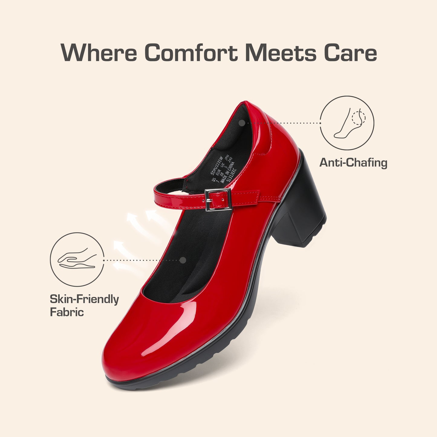 Women's Chunky Low Block Heels Mary Jane Closed Toe Work Pumps Comfortable Round Toe Dress Wedding Shoes