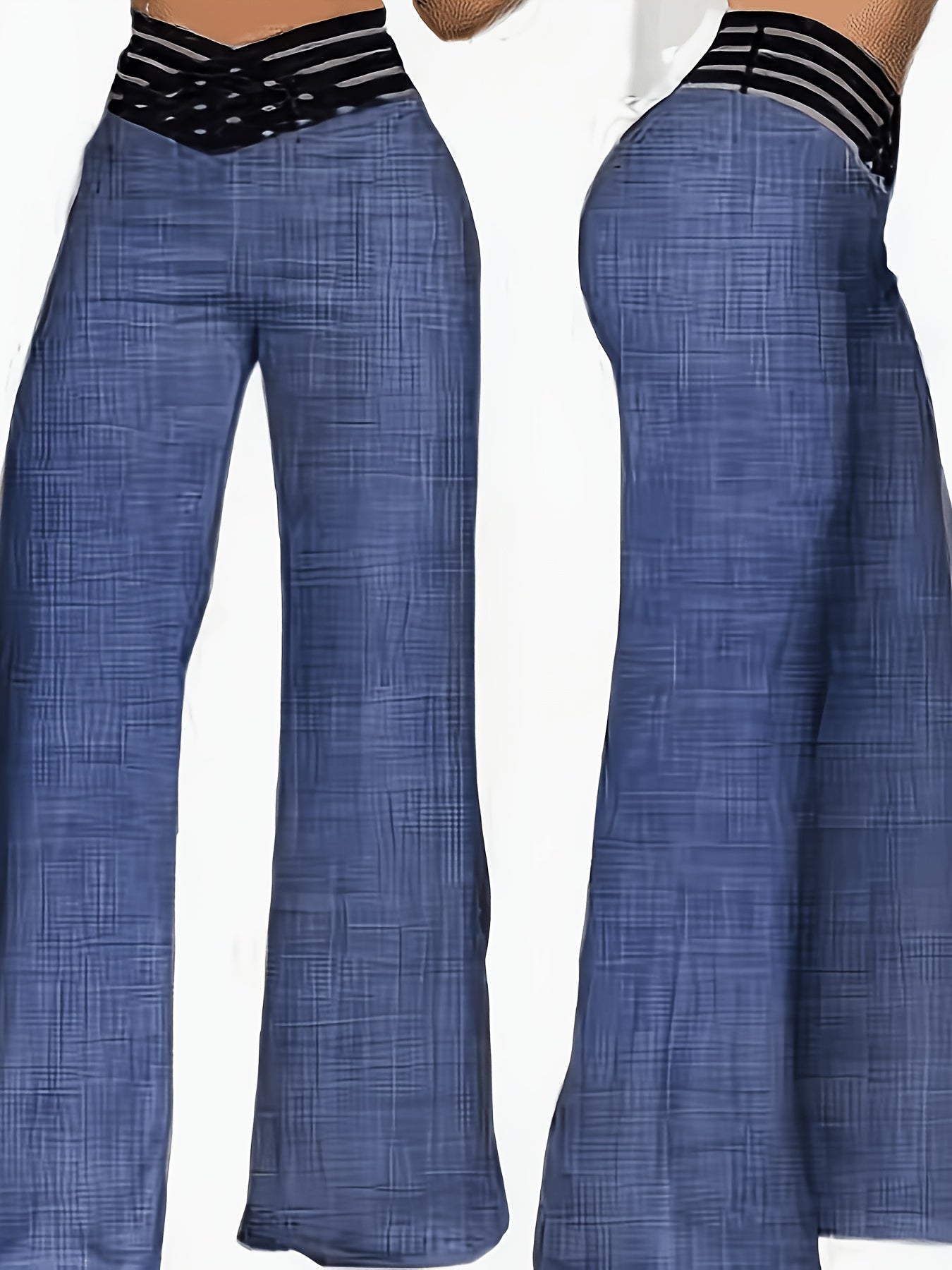 Summer European And American Women's Hollow Waist Belt, High Waisted Casual Straight Leg Loose Pants, Wide Leg Pants