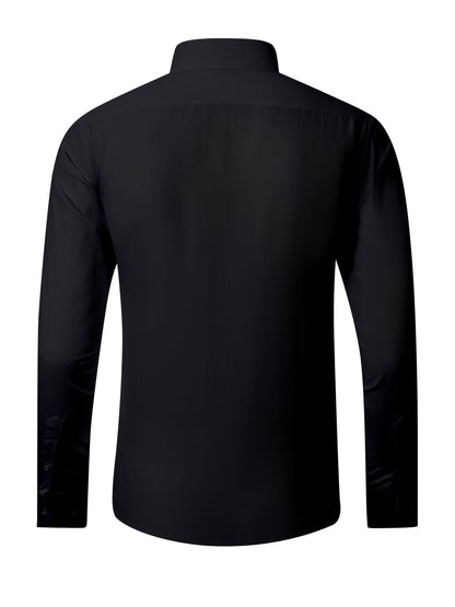 Men'S Long-Sleeve Button-Up Shirt Suitable for Semi-Formal Occasions in Spring And Summer Business Settings