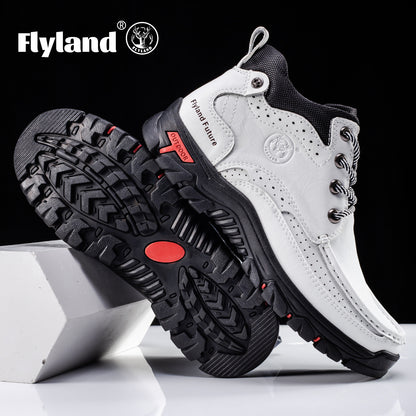 FLYLAND Men'S Fashion Vintage Classical Genuine Faux Leather Handmade Chukka Boots Daily Casual Work Office Shoes