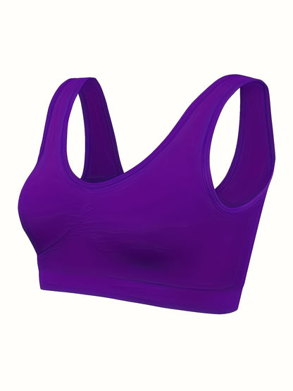 5 Solid Seamless Sports Bras, Comfortable And Breathable Bras, Women's Underwear And Suspenders
