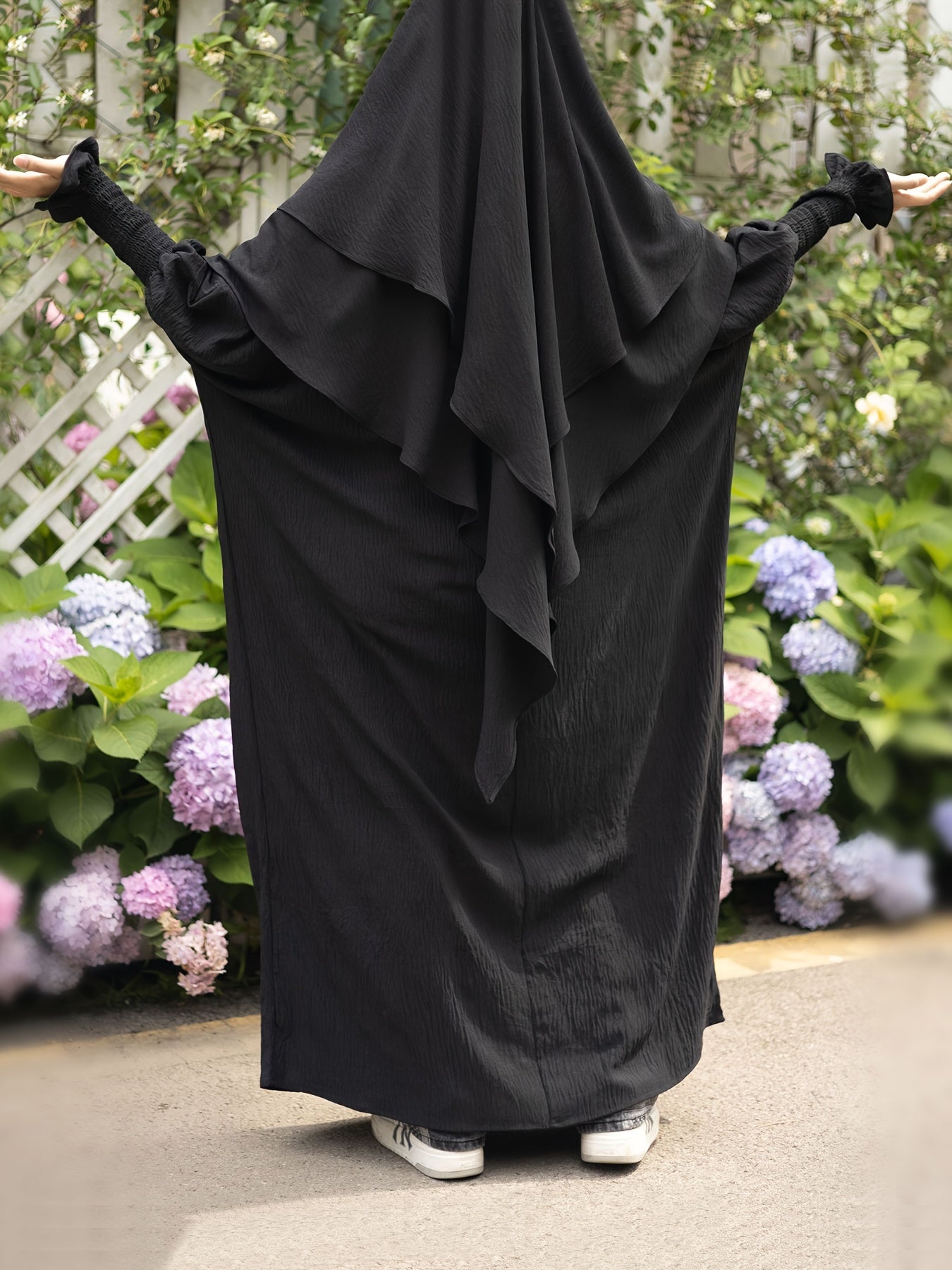 Khimar+abaya 2pcs Set Umrah Rida Set Player Abaya Set with Pockets