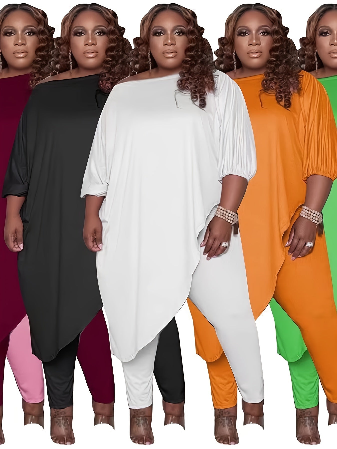 Plus Size, 1pc Plus Size Women's Clothing, Elastic, Soft And Comfortable, Skin-friendly And Breathable, Simple But Elegant, You Can Casually Match with Flats Or High Heels, Suitable for Leisure, Shopping, S,, And So On