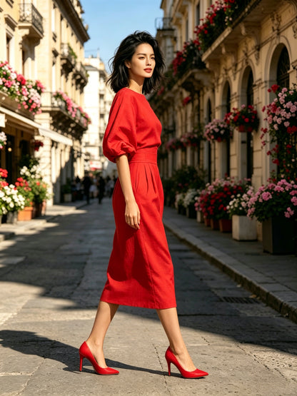 Orange Slim-Fit Dress - product view 17