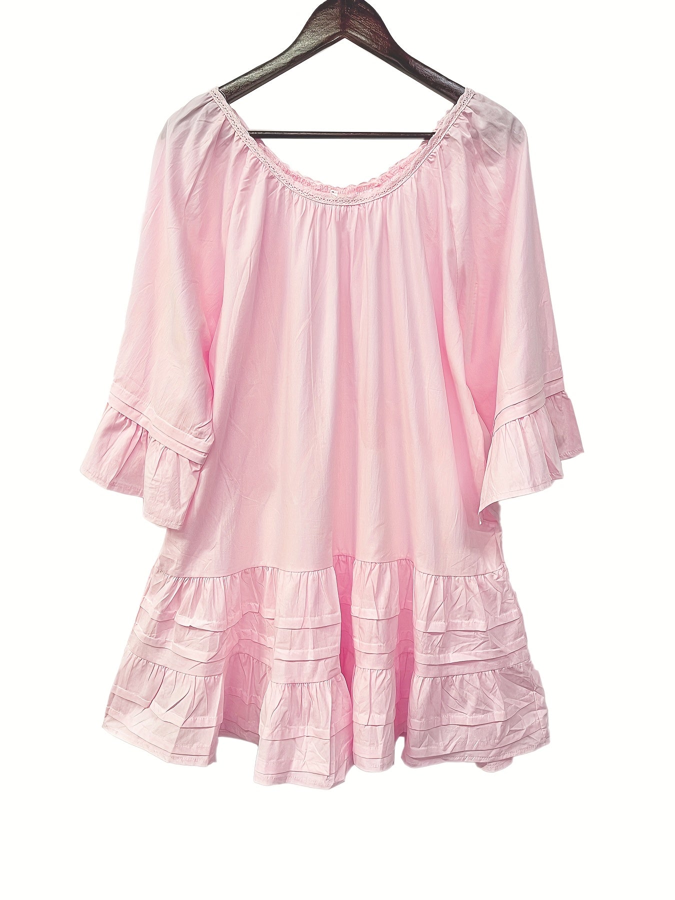 Plus Size, Women Half Sleeve Scoop Neck Solid Top