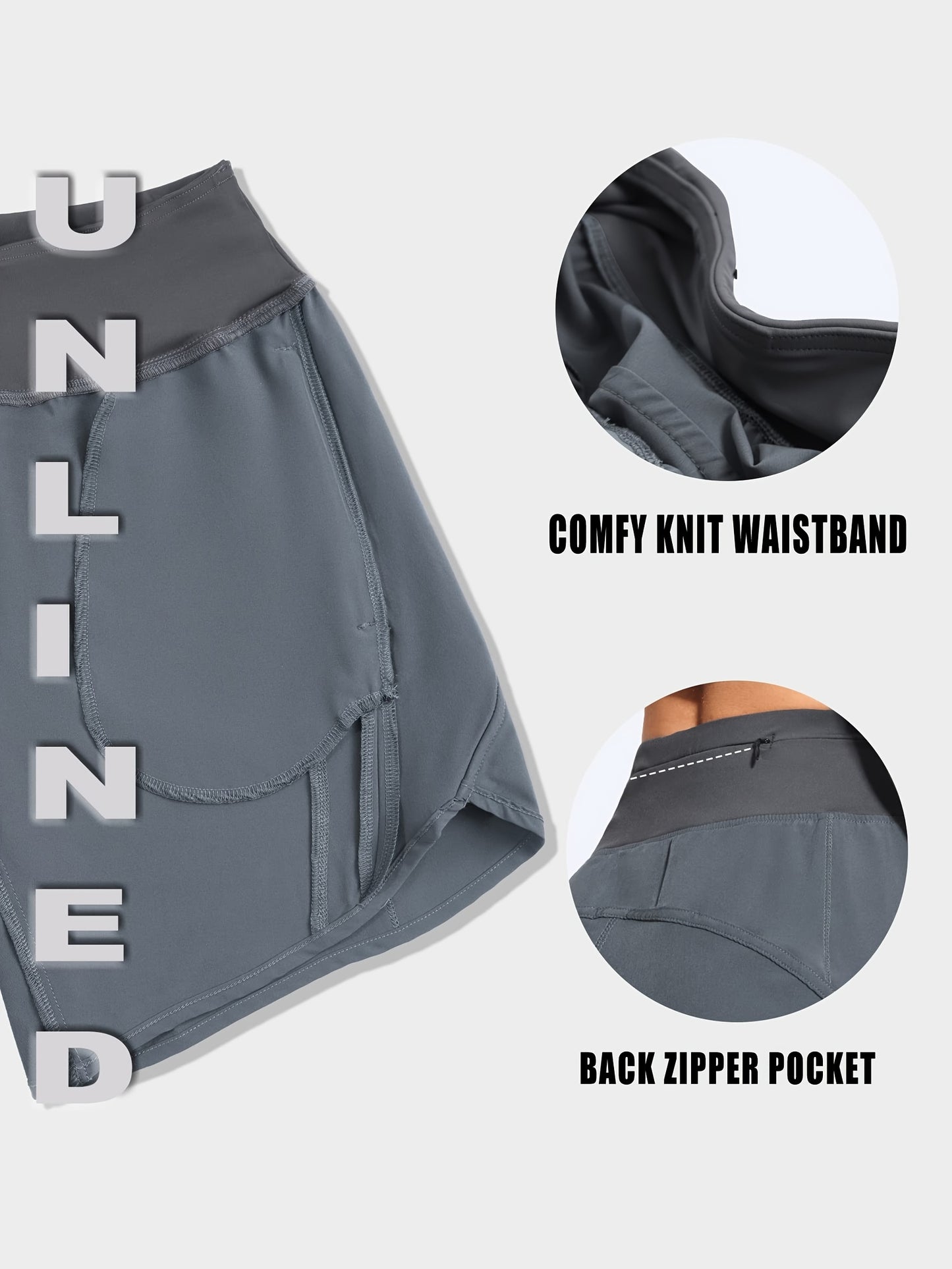 7" Shorts for Women High Waist Quick Dry Shorts with 3 Zipper Pockets Lounge Casual