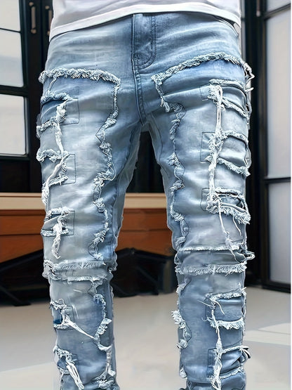 Men's Slim Fit Jeans - Classic Wash Distressed Travel 392485