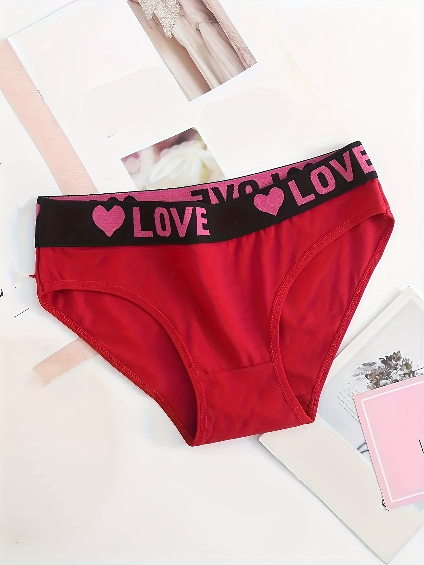 6 Seamless Letter Printed Color Blocked Triangle Pants, Sexy, Comfortable, Breathable And Elastic Underwear, Women's Underwear And Underwear