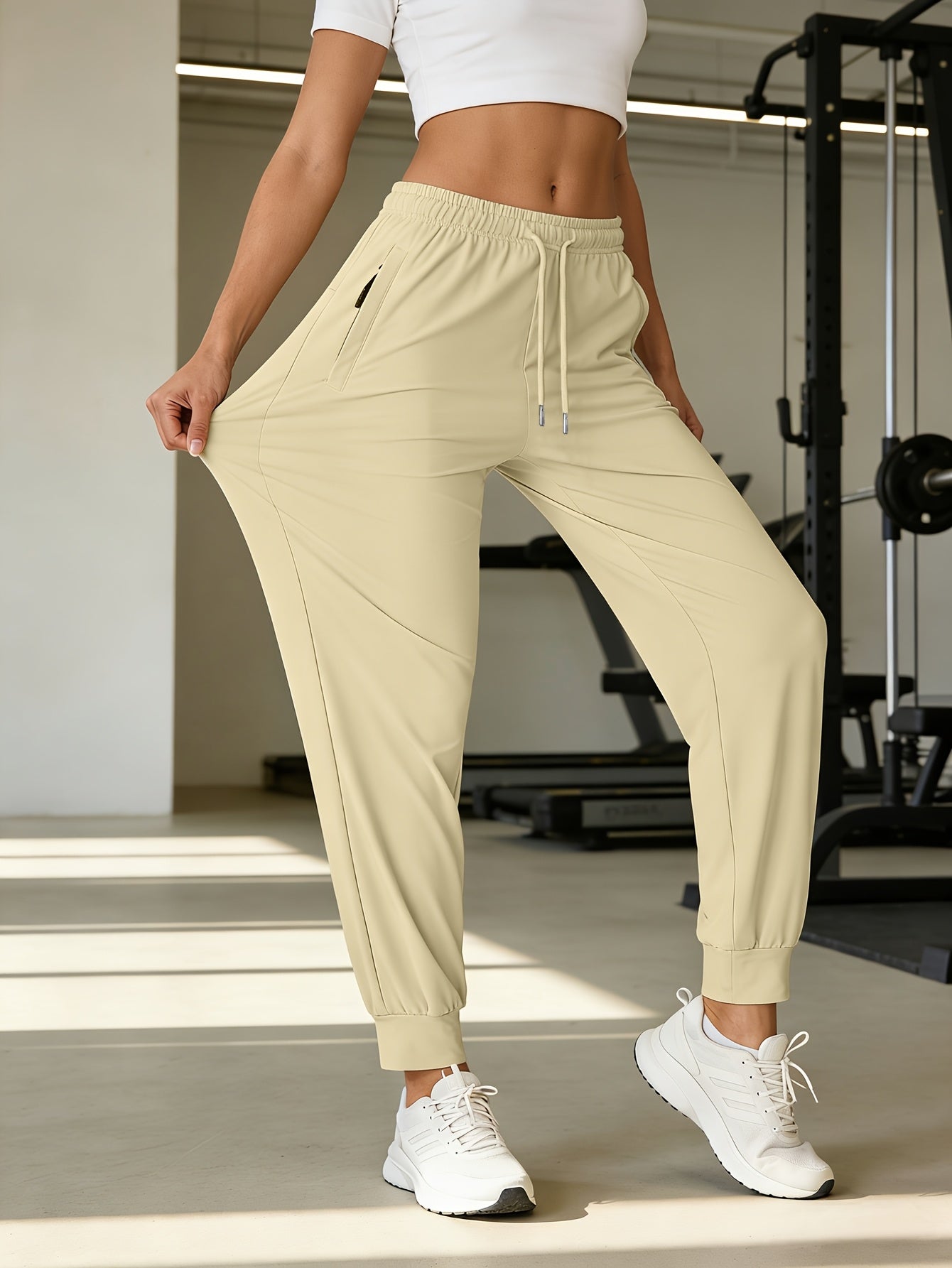 Athletic Joggers for Women That Are Quick-Drying, And Highly Stretchable: Lightweight Gym Trousers Featuring Pockets, a High Waist, And a Drawstring, Perfect for Workouts, Yoga, Or Lounging