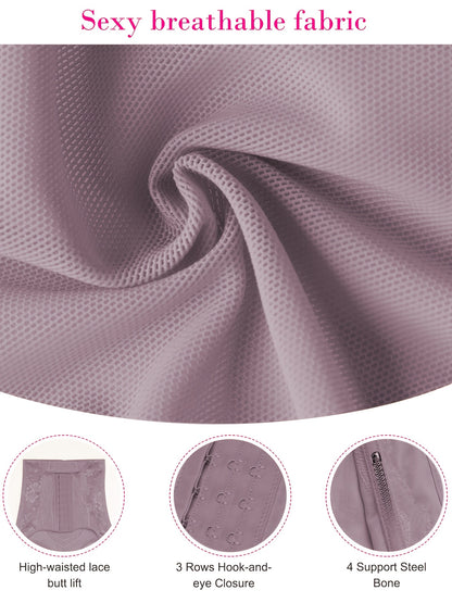 Tummy Control Shapewear With Compression Clasps For Women - High Waisted Tummy Tuck Shaper, Butt Lifting Bodysuit & Fajas Moldeadoras For Elegant Lady