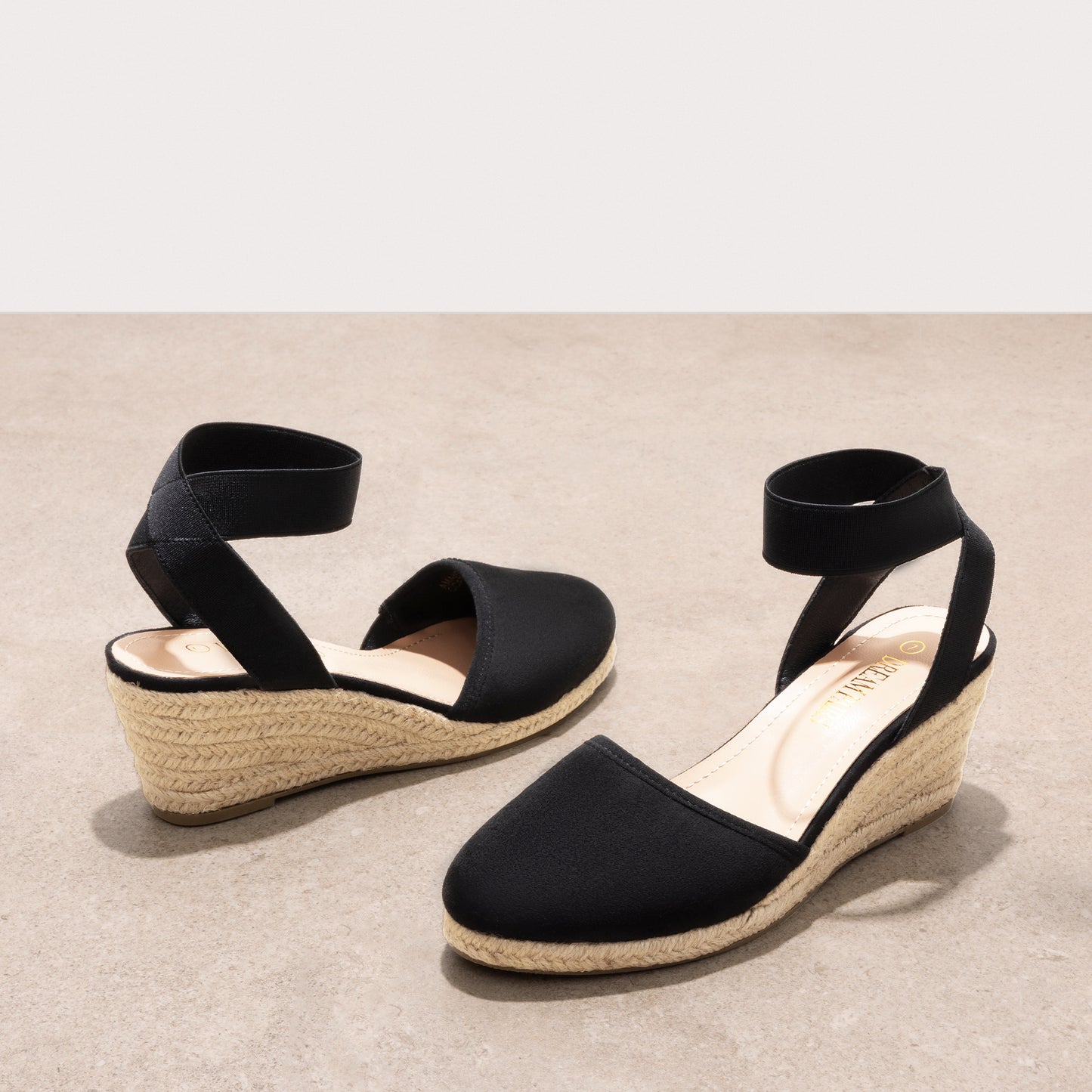 Women's Elastic Ankle Strap Espadrilles Wedge Sandals Closed Toe Platform For Women Ankle Strap Casual Comfortable Wedge Sandals Breathable And Comfortable, Suitable For Spring, Summer And Fall