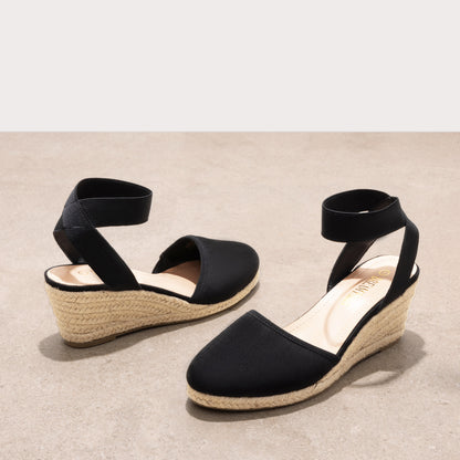 Women's Elastic Ankle Strap Espadrilles Wedge Sandals Closed Toe Platform For Women Ankle Strap Casual Comfortable Wedge Sandals Breathable And Comfortable, Suitable For Spring, Summer And Fall