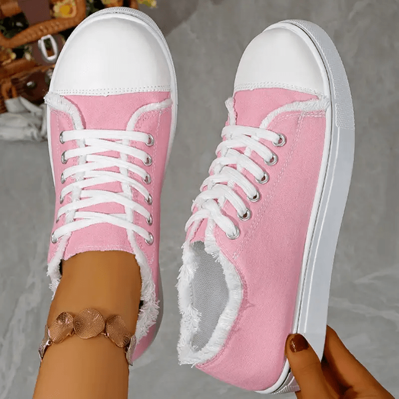 Women's Lightweight Casual Sneakers- Low-top Lace-up Shoes, Soft Fabric Lining and Durable TPU Outsole, Geometric Skull Embroidery Design, All-Season Comfort, EVA Cushioning Insole, Fabric Upper, European and American Style, Women Shoes