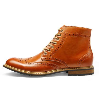 Men's Dress Ankle Motorcycle Boots Wingtip Lined Derby Oxfords