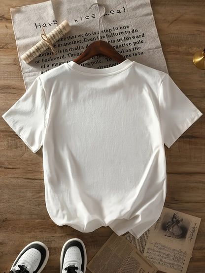 Women'S Casual T-Shirt, Printed with "Patience is Worn Out" Letter Pattern, Short Sleeve Round Neck Design, Suitable for All Seasons, Fabric, Fiber, - Fashionable and Comfortable Clothing