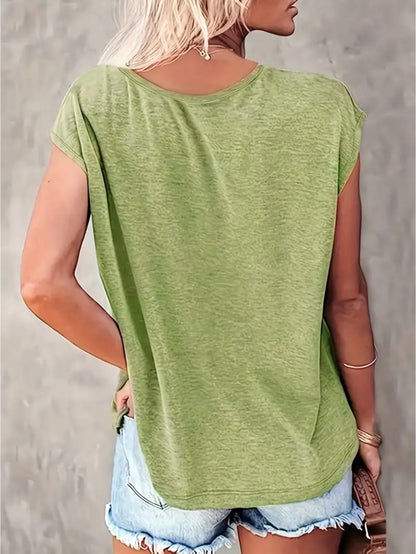 Light Grey Polyester Printed V-Neck Tank Top - product view 14