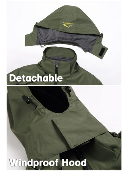 Men'S Rain Jacket Waterproof with Zipped Pockets Windproof Rain Jacket with Hooded